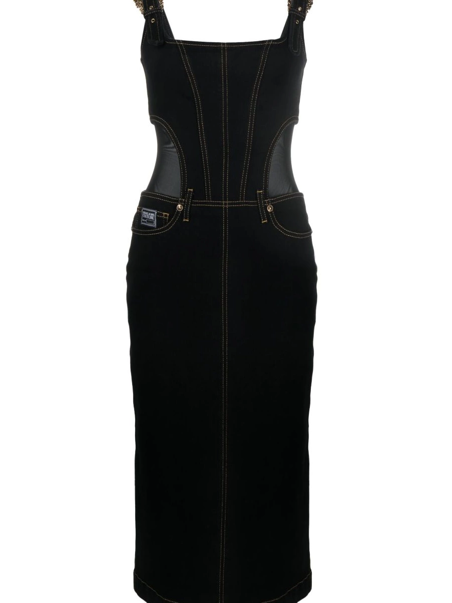 Affordable contrast-stitching denim Couture dress Versace Jeans Women 0704